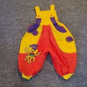 Vintage Toddler Overalls 24M Octopus Colorblock Bright Retro Outfit